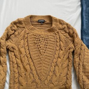 Express Women Tan Cable Knit Sweater